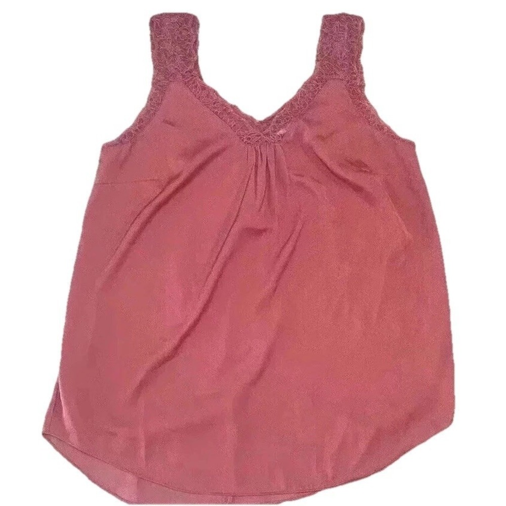 Soft Surroundings‎ Women's Salmon Red Orange Cami Tank Top with Lace Trim Size M